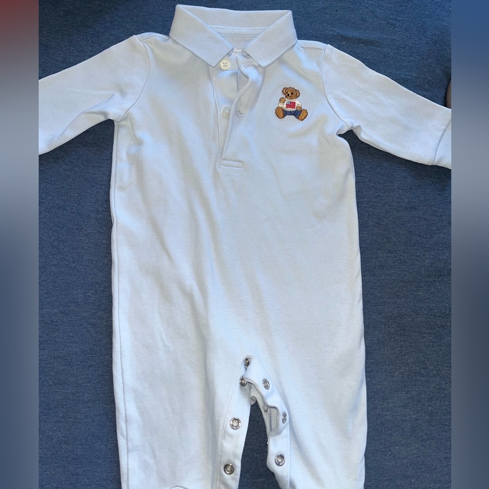 Baby Ralph Lauren light blue Bear Embroidered onesie